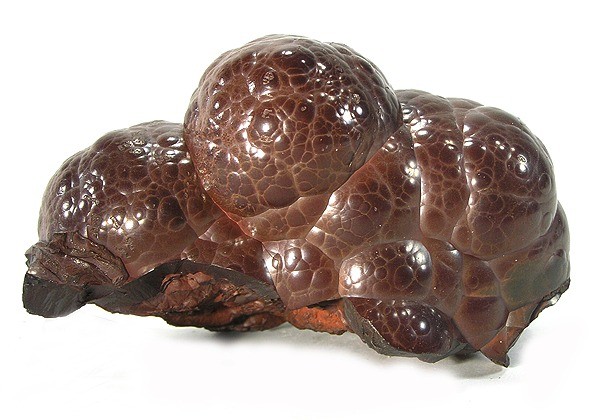 A hematite mineral specimen shown as an iron-ore reference