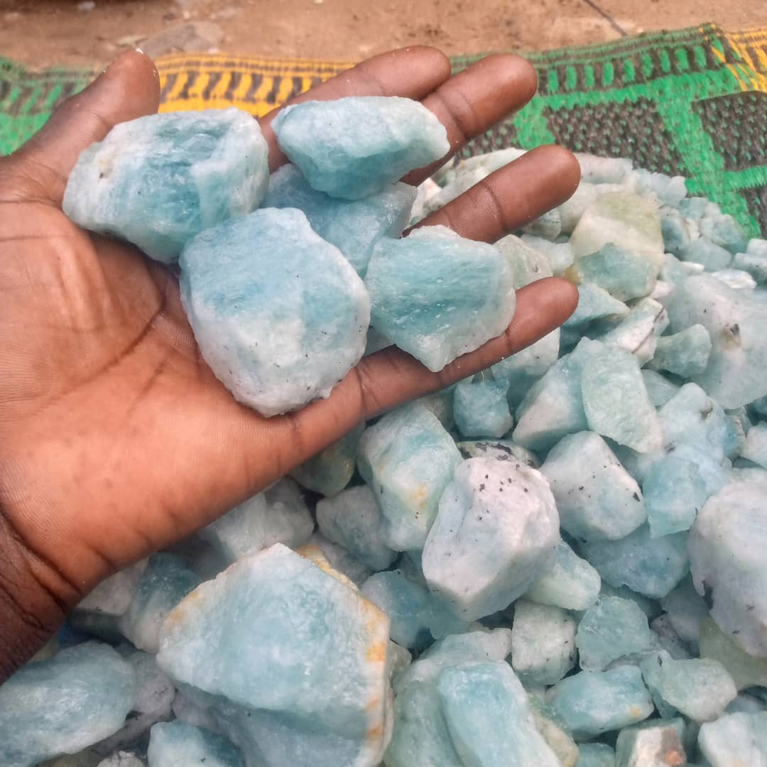 A collection of pink rough stones